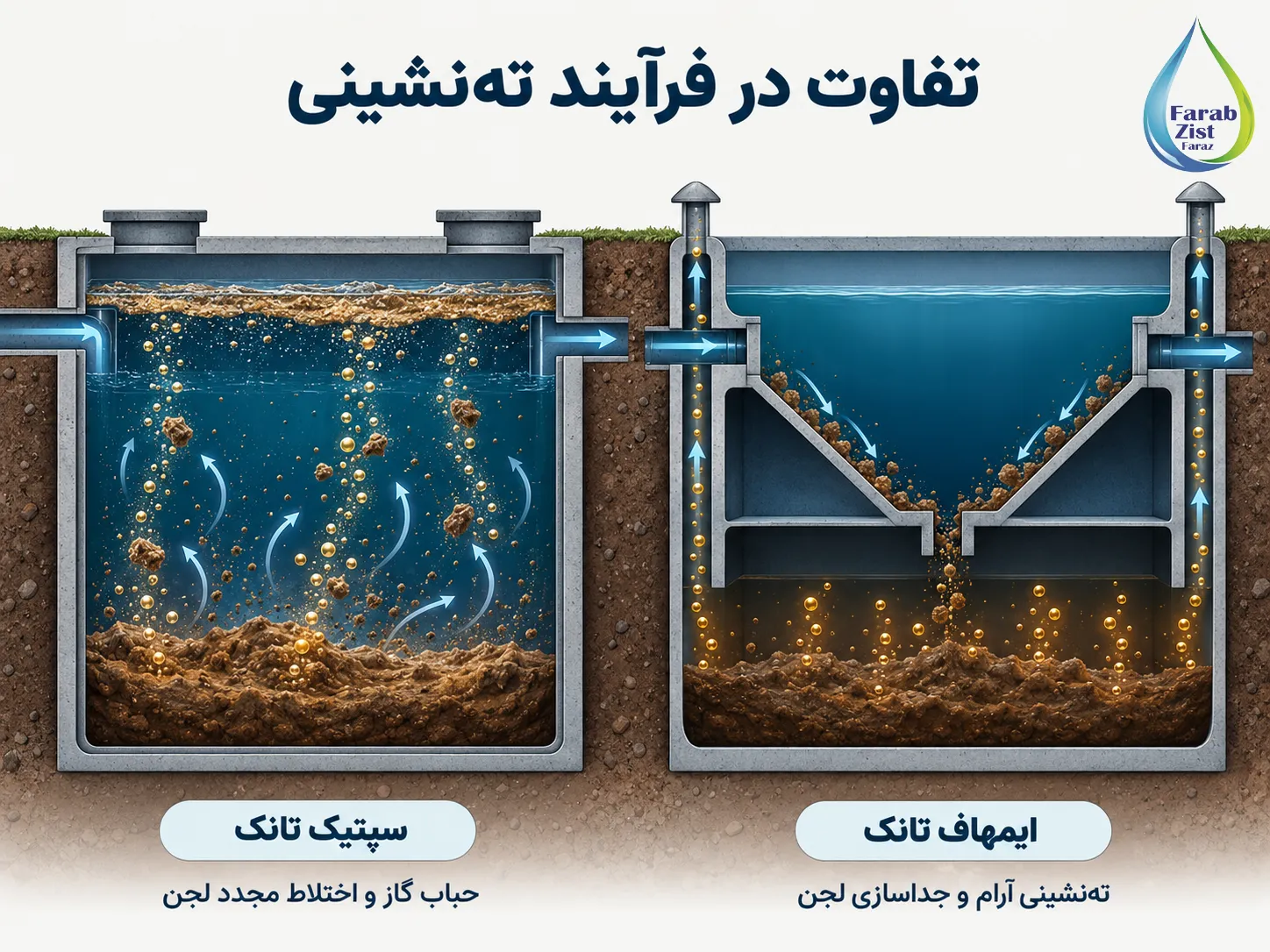 تفاوت در فرآیند تهنشینی مواد جامد
