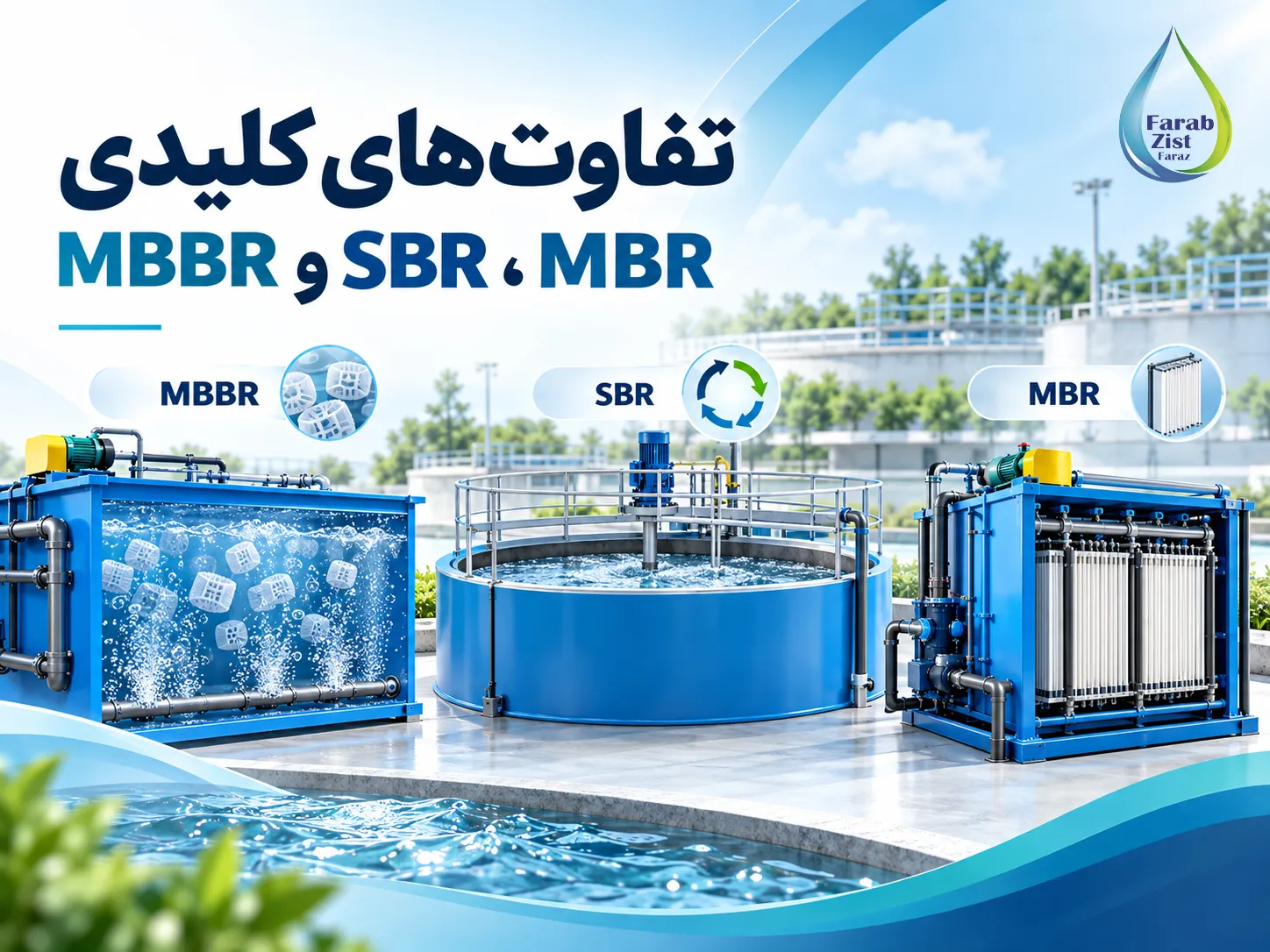 بررسی تفاوت های تصفیه فاضلاب به روش های MBBR، SBR و MBR